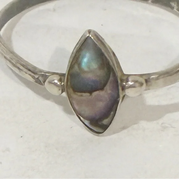 925 Sterling Silver Ring Size 9 Abalone Shell Handmade Jewelry - Picture 2 of 5